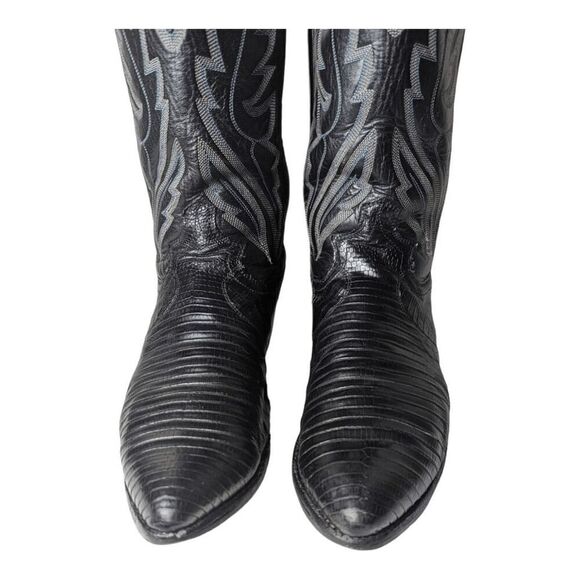 JUSTIN BOOTS Black Lizard Western Boot Size 9.5D - Picture 8 of 11
